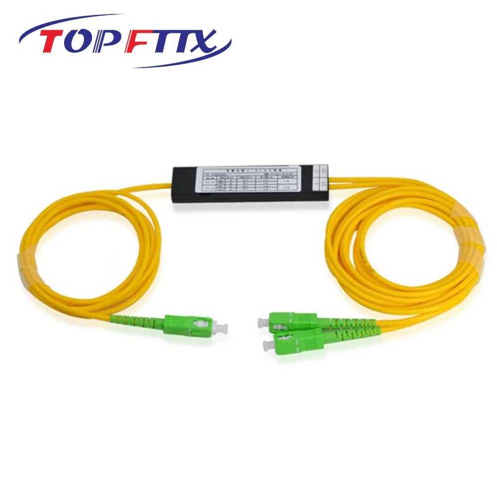 مقسم FBT من الألياف الضوئية مقاس 1 × 2، موصل مشاركة متوسط 50% SC/UPC SC/APC LC/FC، SM G652D 1 متر، أصفر LSZH #3
