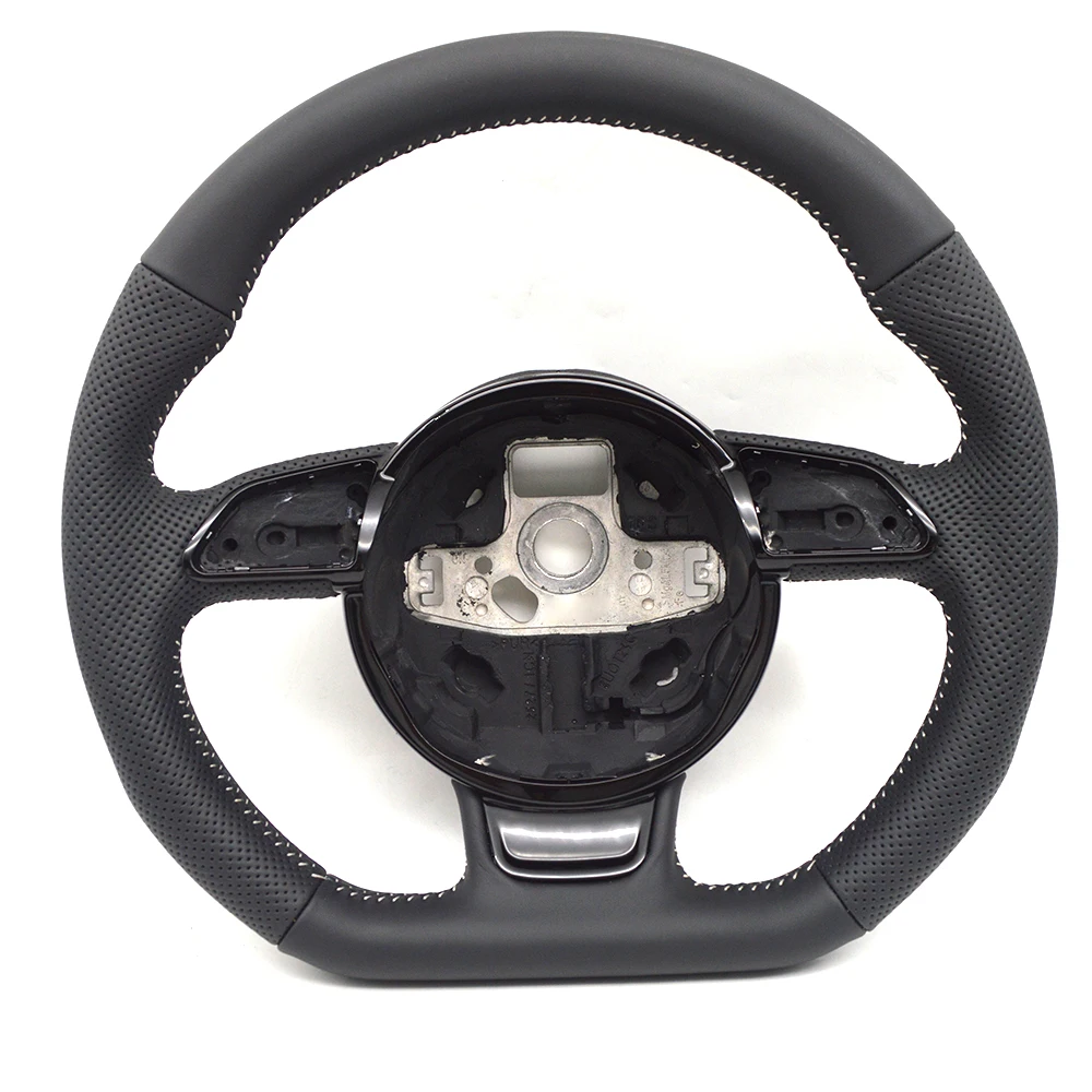 

Car semi perforated multifunctional steering wheel without paddles, labels, and buttons suitable for Audi A4 B8