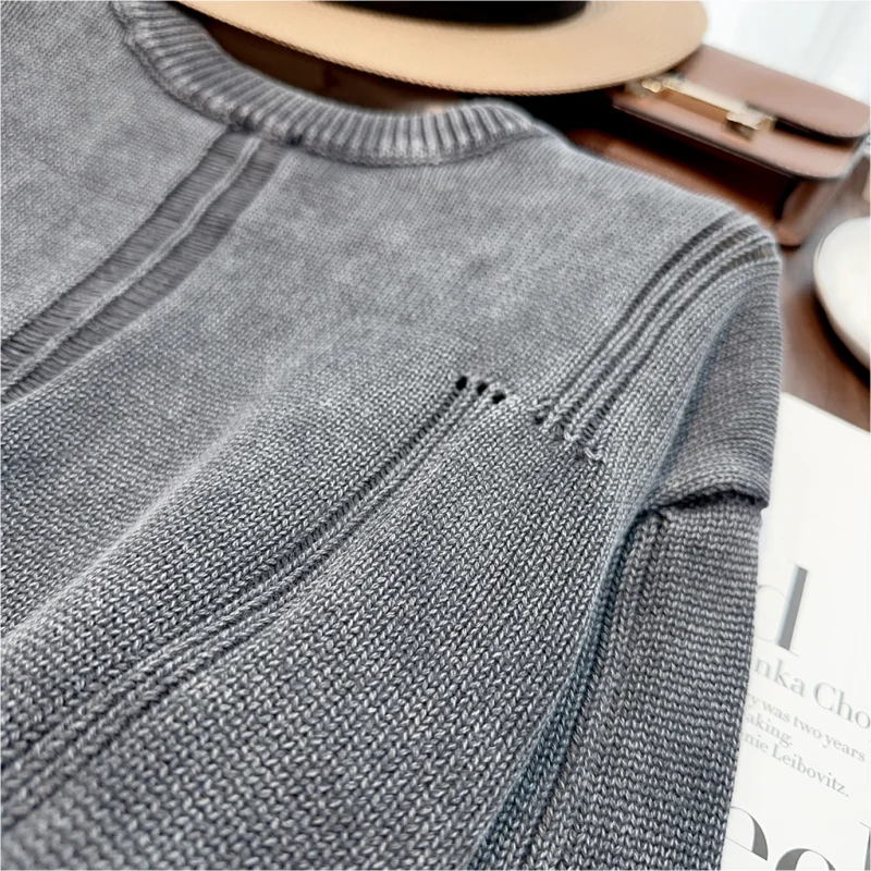 Grey Women Clothing Vintage Knitting Sweater Jacket Brown Cashmere Pullover Long Sleeve Casual Fashion Female Winter Tops