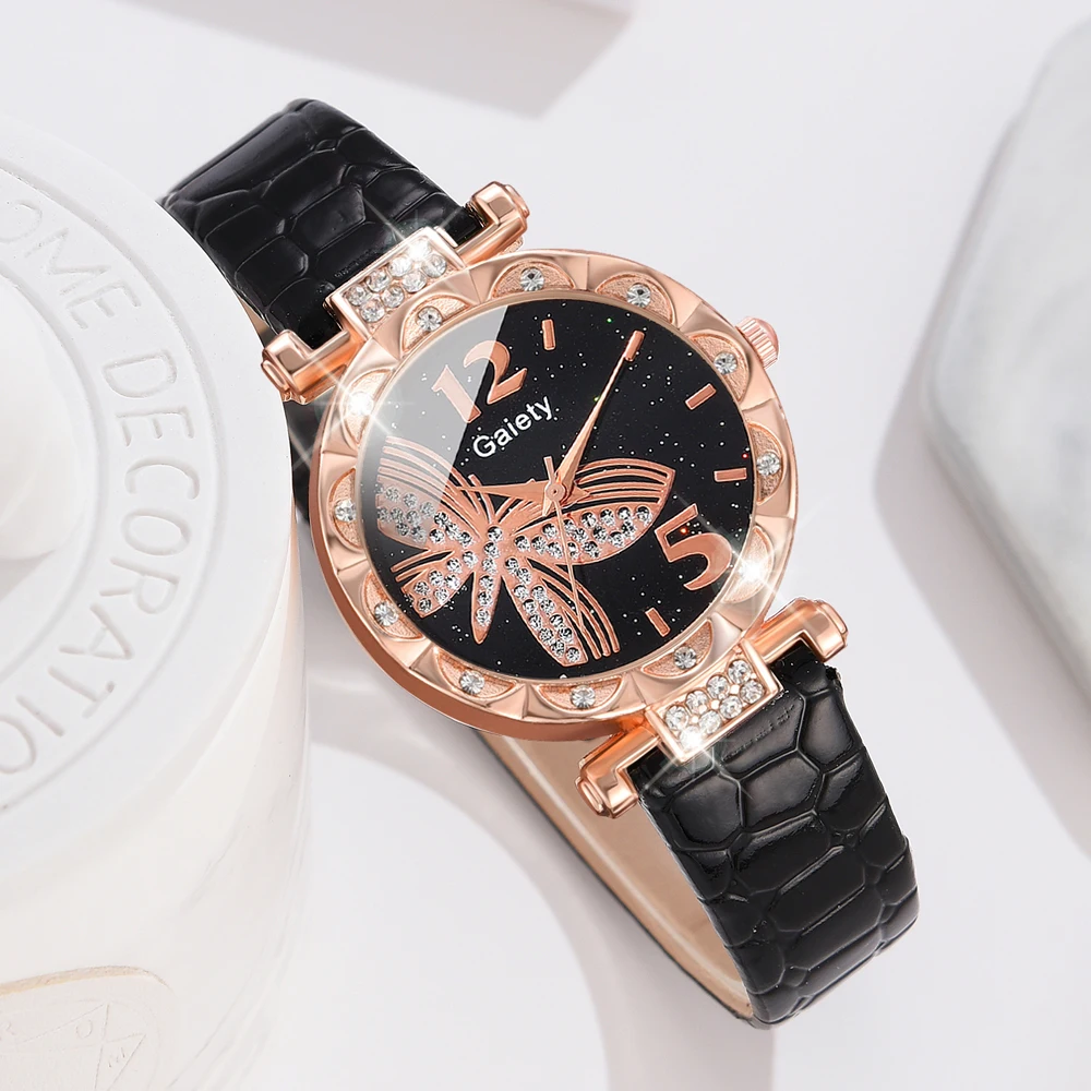 1PCS GAIETY Simple Luxurious Black Dial Watch Casual And Fashionable Quartz Watch Is The Perfect Gift For Her (No Box)