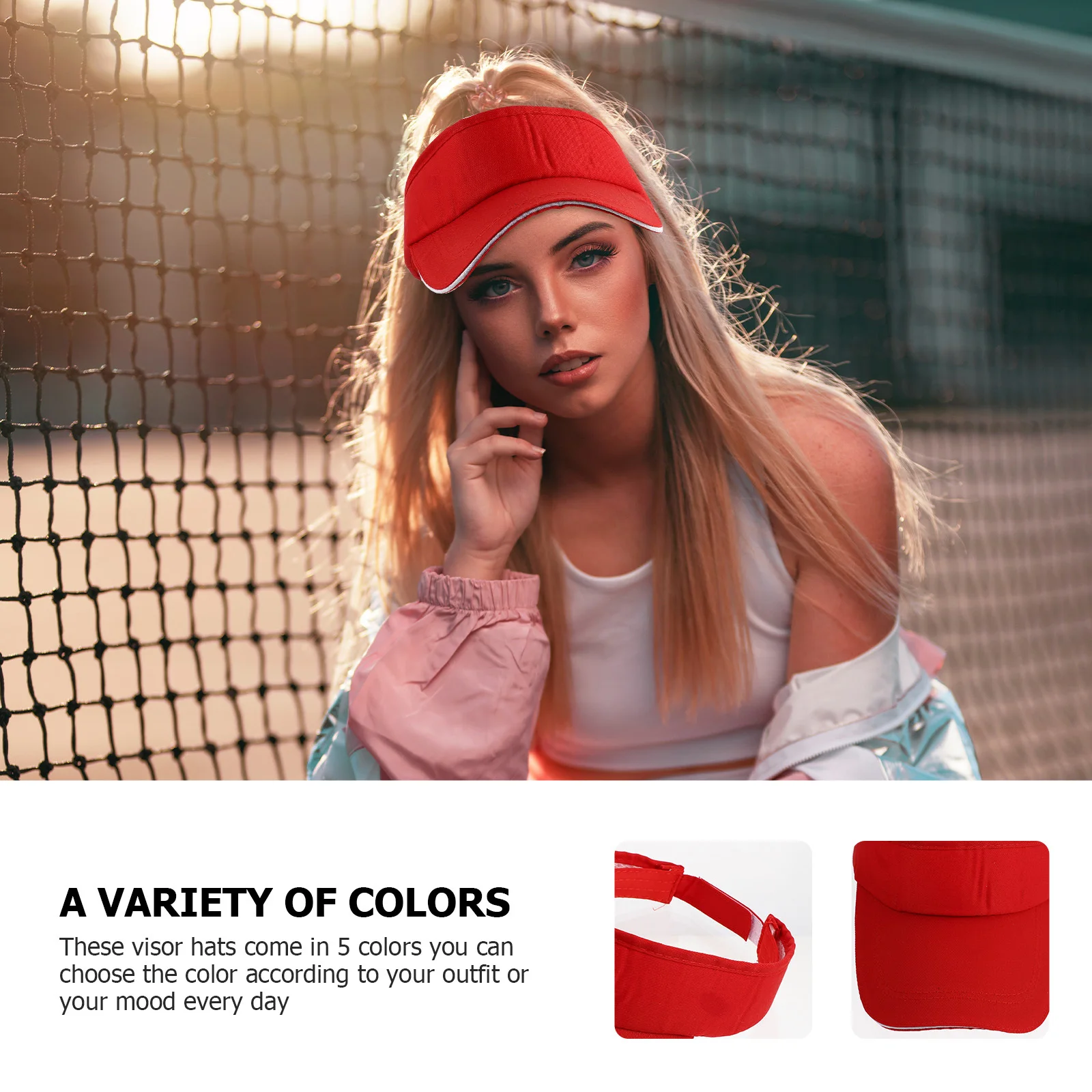 

5Pcs Outdoor Adjustable Sun Visor Hats Breathable Athletic Caps Sweatproof Summer Visor Hats for Travel