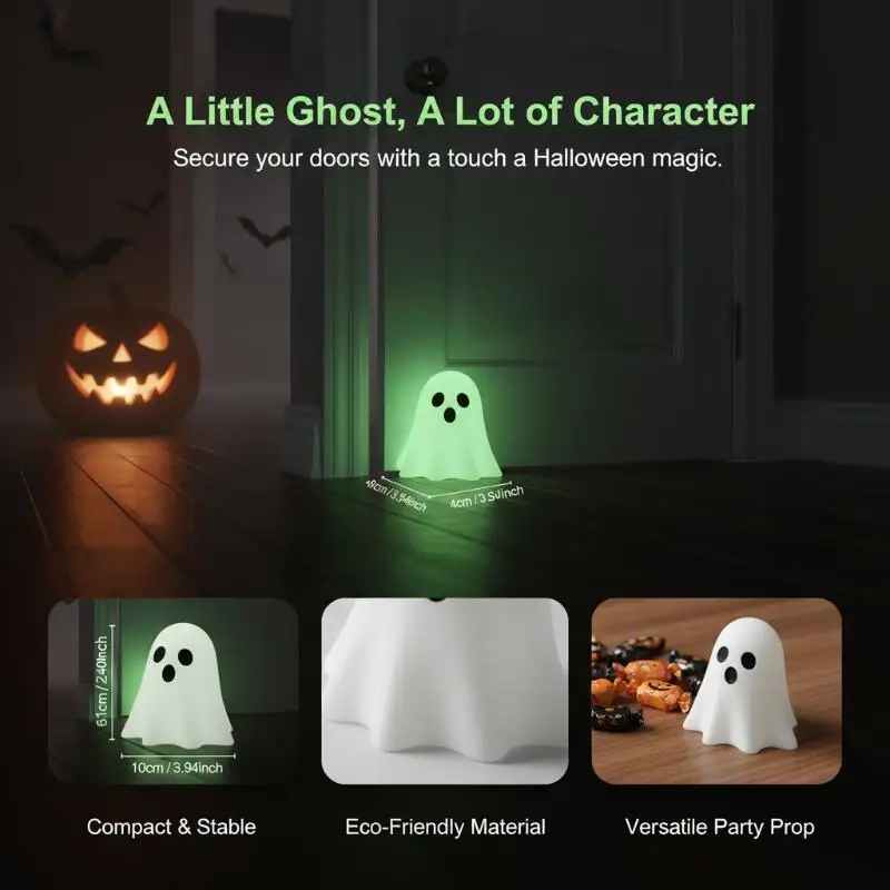 Simulation Ghost Shaped Door Stop Silent Anticollision Non-Slip Halloween Theme Decor for Home Party Door Holder
