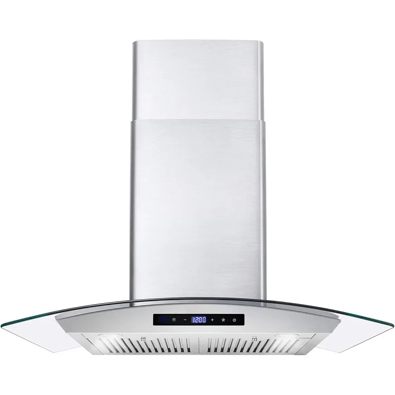 Hot Selling Wall Mount Range Hood Curved Glass Ducted Convertible Ductless Requires Additional Filter Comfortable and Durable