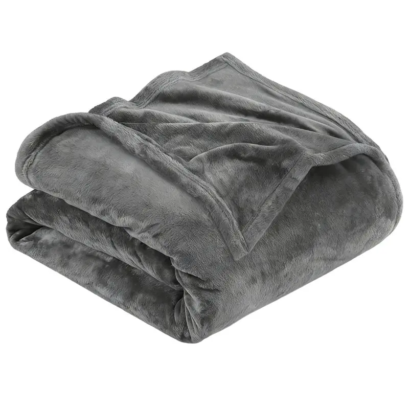 ABGE-Luxury Fleece Blanket Grey Microfiber Fuzzy Soft Anti-Static Twin Size Bed Blanket