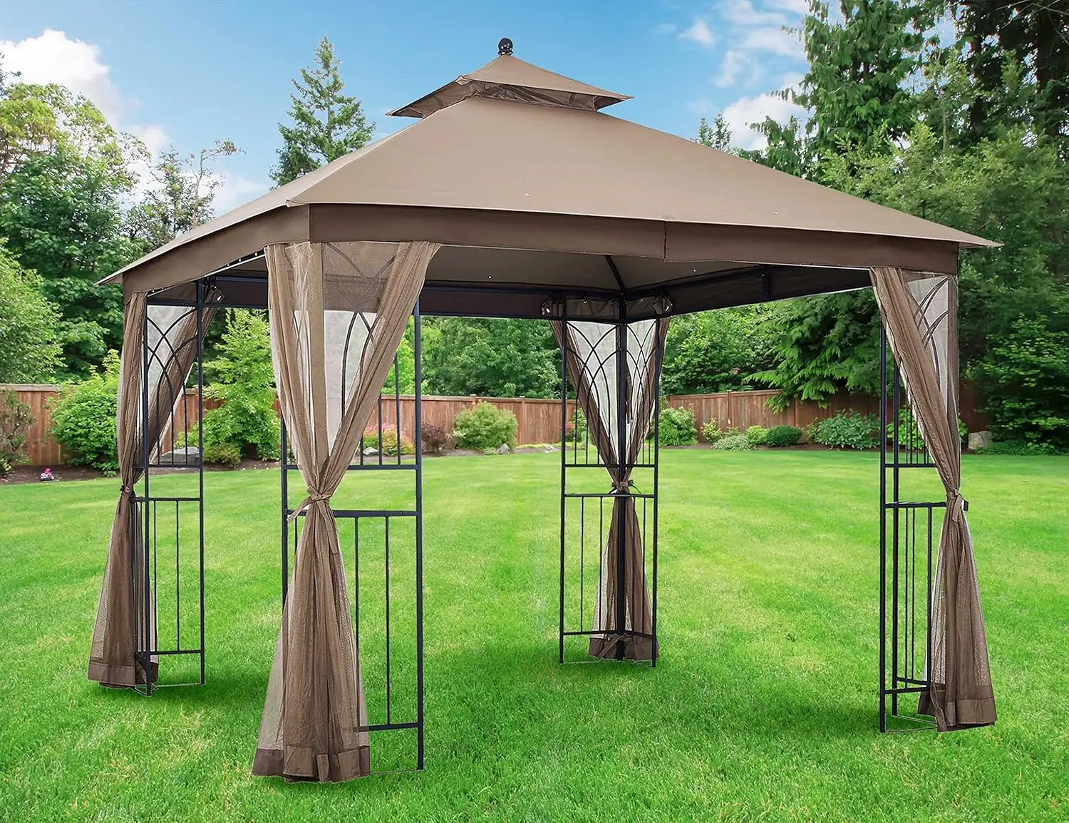 

10x10ft Outdoor Gazebo with Mosquito Net & Curtains for Patio Backyard Garden, Customized