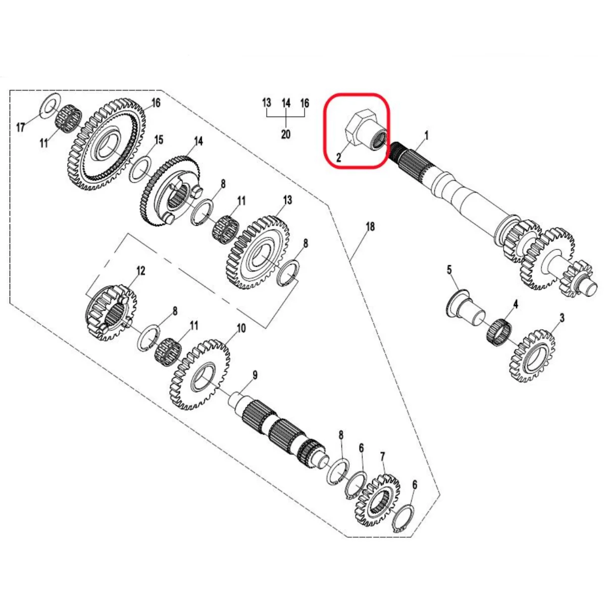 Main Drive Shaft Nut for CFmoto 800 CF800-2 X8 CF800-3 UF800EX U8 800 Trail CF800US-A ZF800 Z8 800EX Z8-EX 0800-060001-00002