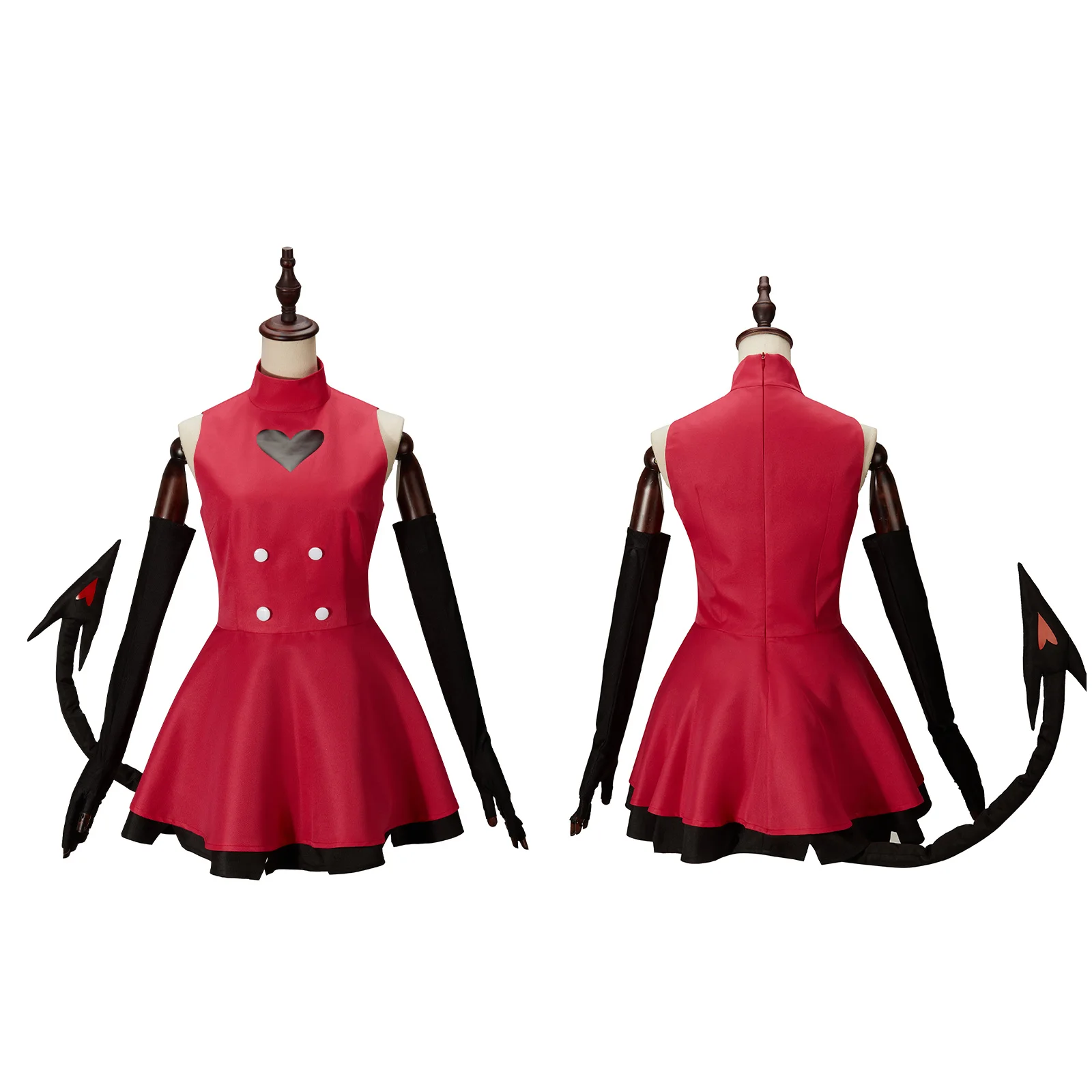 Charlie Cosplay Kostuum Rood Uniform Met Handschoenen Stropdas Halloween Carnaval Party Outfit