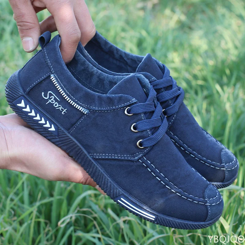 2023 Men Casual Shoes Platform Canvas Shoes Breathable Sneakers Spring Autumn Classic Lace Up Male Footwear Plus Size