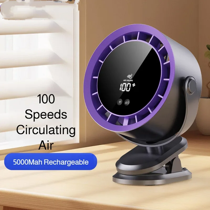 

USB-мини-турбо-вентилятор для рабочего стола с цифровым дисплеем и настенным кронштейном, маленький настольный вентилятор с креплением-прищепкой для офиса и дома