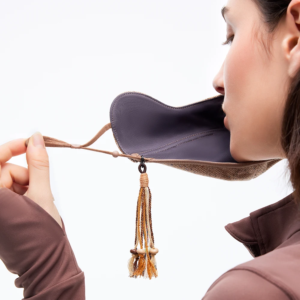 OhSunny Cubierta facial cálida de invierno, Máscara de borla retro Máscaras térmicas gruesas de peso ligero Forro agradable para la piel, UPF50 a prueba de viento al aire libre