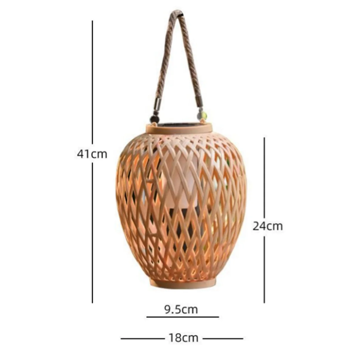 Imagem -03 - Lanterna Solar Exterior do Rattan da Imitação Candelabro Bambu Pátio Varanda Decoração do Jardim Luzes de Vela Atmosfera