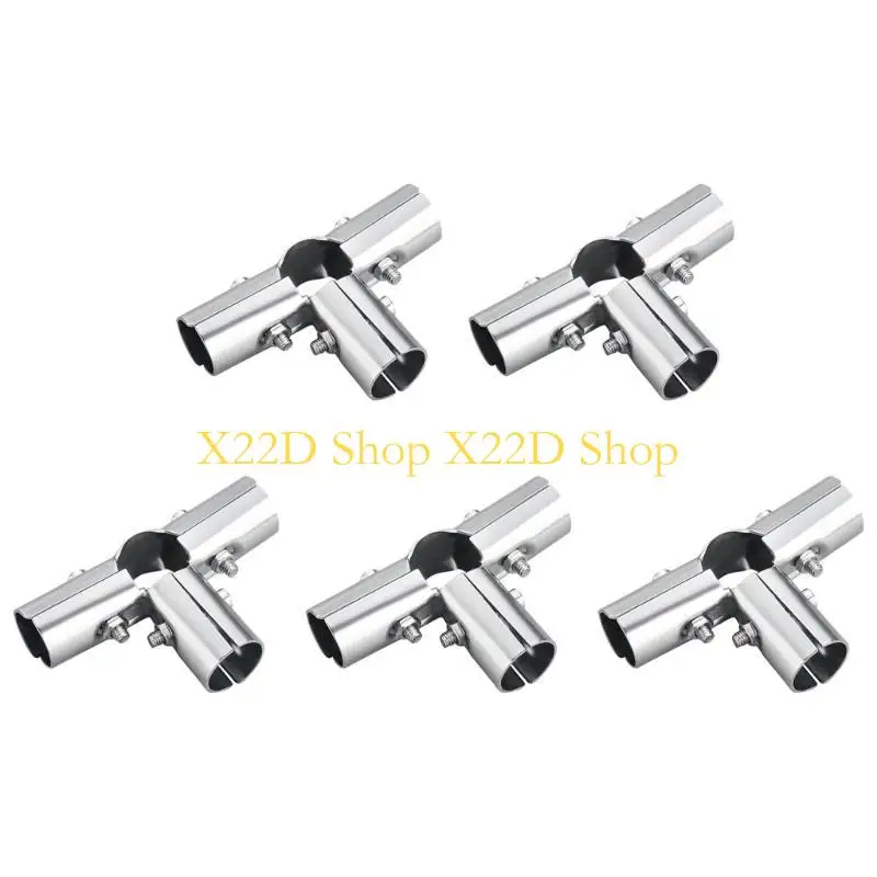 X22D 5 Pieces Stainless Steel Tube Connectors Multipurpose Drying Rack Fittings Furniture Pipes Connection Accessories