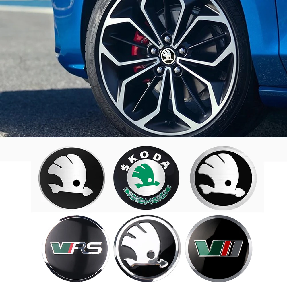 Image of 4 Stück 56/60/65/68MM Auto-Radnabenkappen-Aufkleber für Skoda Rapid Scala Kodiaq Fabia Kamiq Karoq Octavia A5 A7 VRS VII