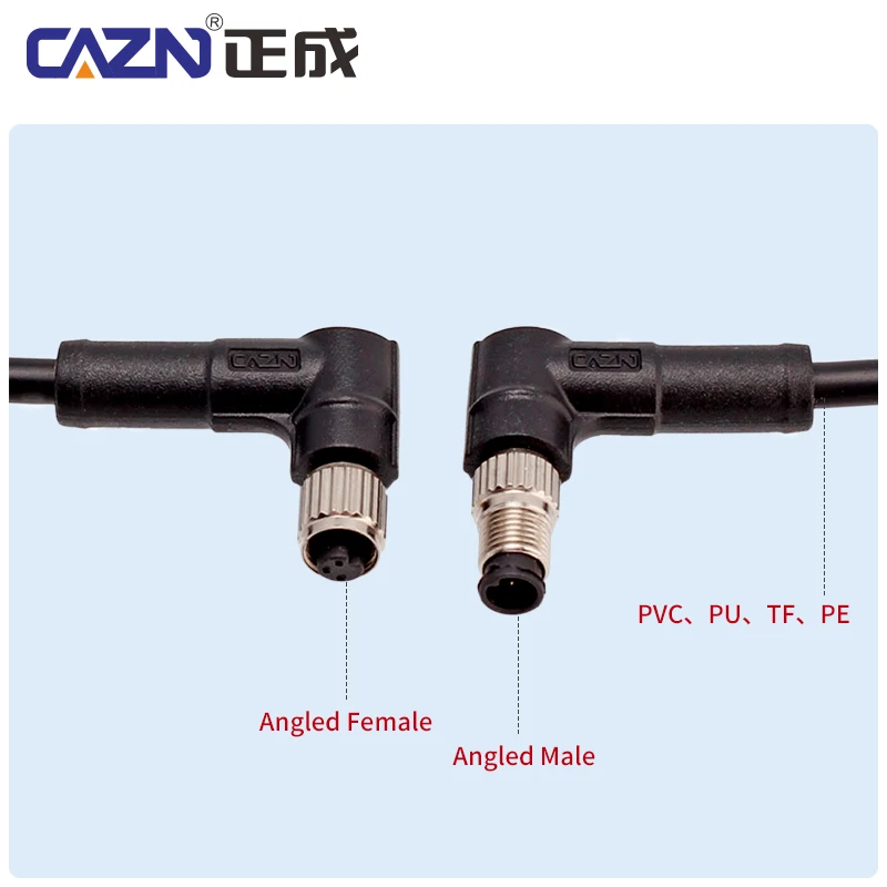 M5 Sensor Connector Best Selling IP67 Wire Straight & Angled Overmolded Plug 1/2/5m 3 Pin 4 Pin for Factory Automation