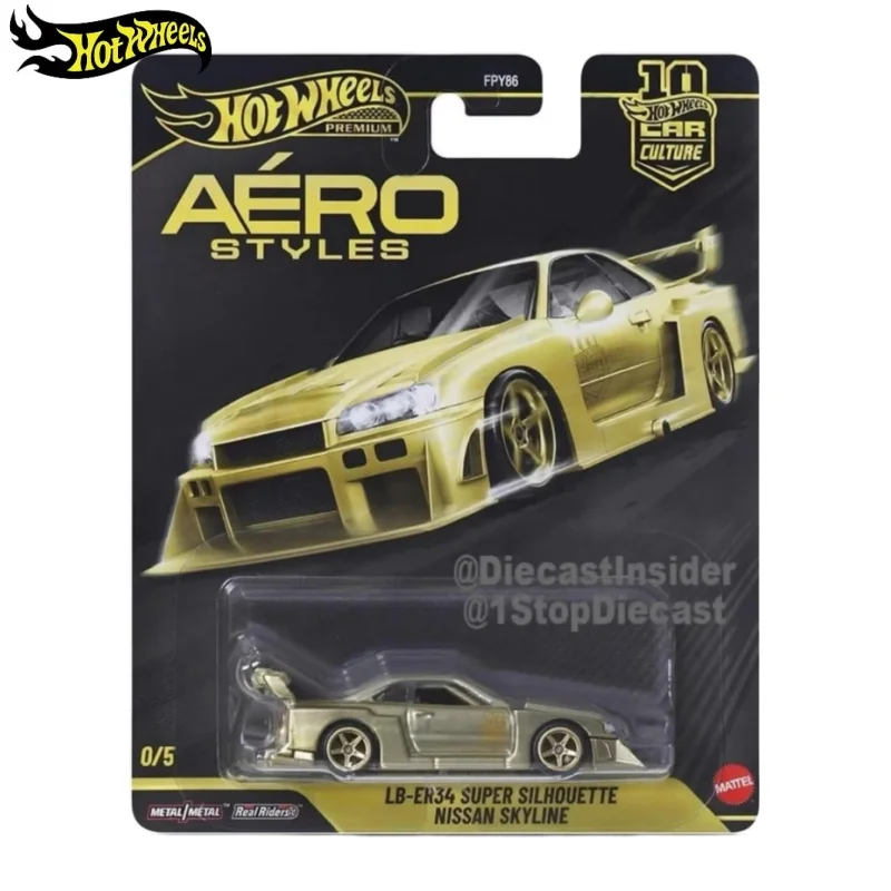 

Новая коллекционная модель автомобиля Hot Wheels Premium Car Culture AERO STYLES FPY86 Nissan Skyline 1/64 из сплава, игрушка для мальчиков, подарок на день рождения