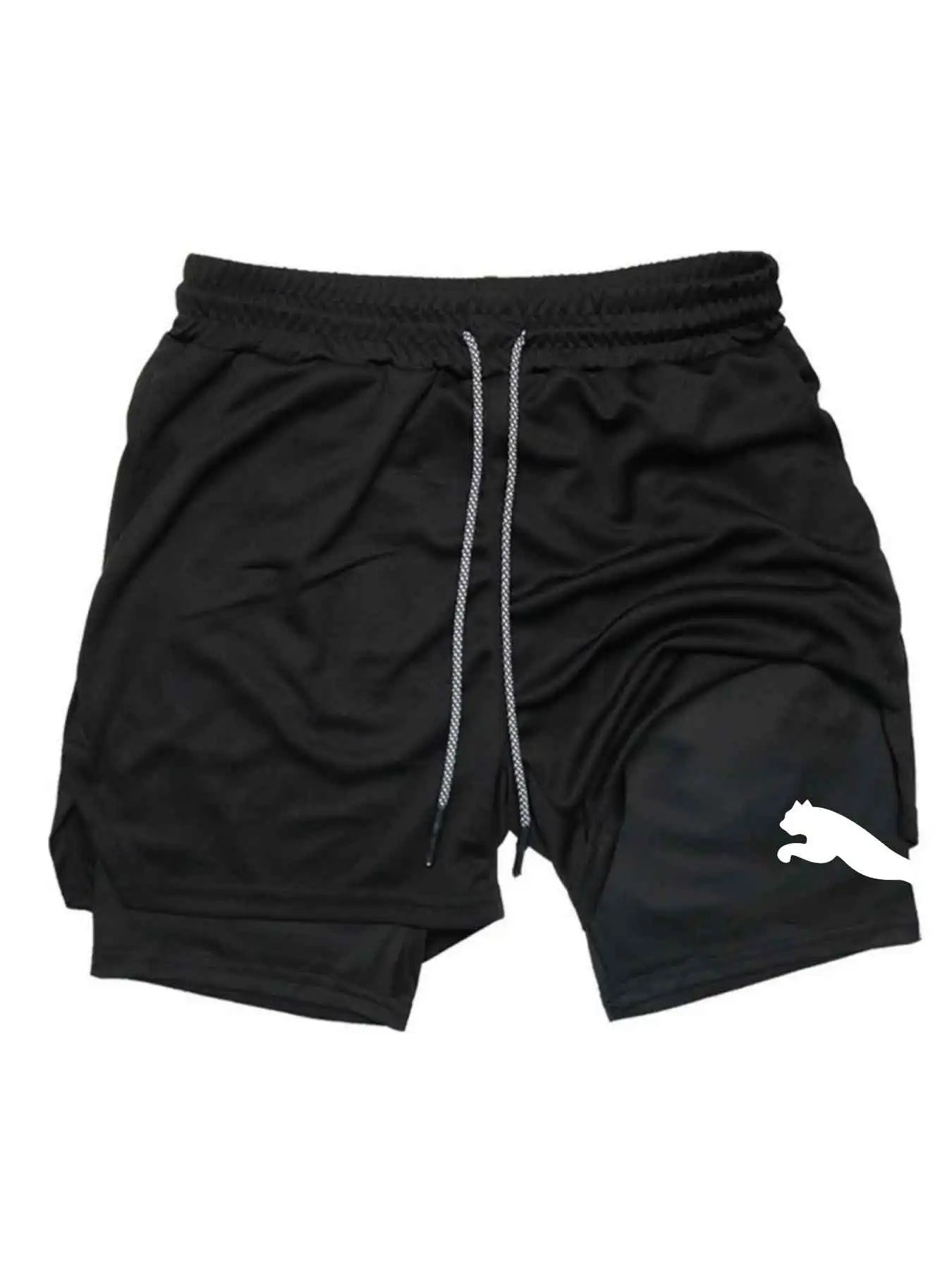 

Летние спортивные шорты 2-в-1 для зала и бега, повседневные спортивные шорты для медленного бега, двухслойные шорты для фитнеса 2026