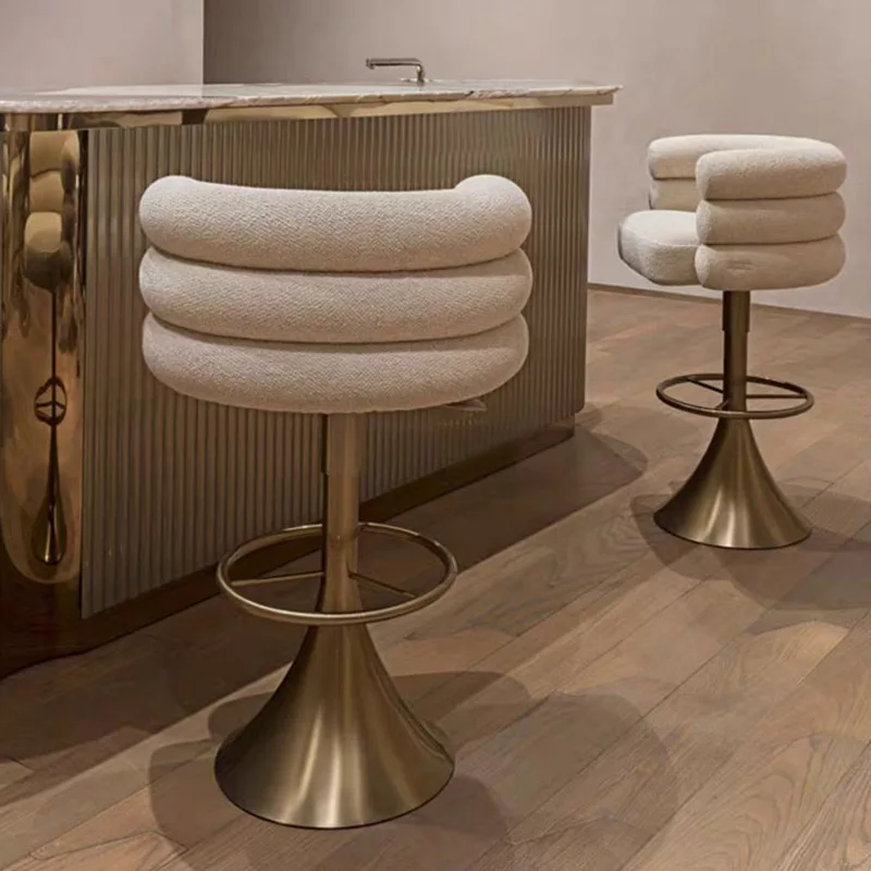 

Italian light luxury modern rotating lifting backrest bar premium feeling home island kitchen high stool