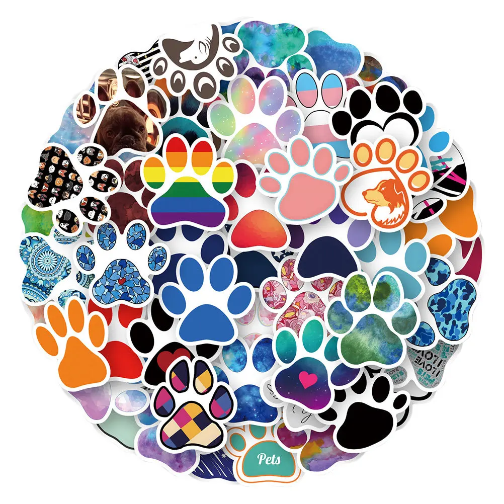 

60Pcs Dog Paw Stickers Cute Paw Pattern Decals Long-Lasting Glossy Finish for Notebook Journal DIY Scrapbooking Wall Decor