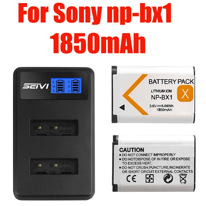 

Аккумулятор 1850 мАч с зарядным устройством NP-BX1 для Sony NP-BX1, NP BX1 аккумулятор, HX300 HX400 HX50 HX60 GWP88 AS15 WX350 DSC RX1 RX100