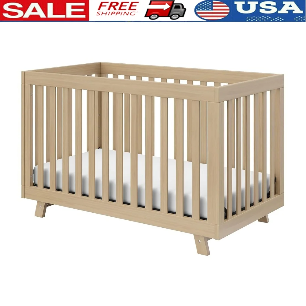 

Convertible Crib Toddler Bed Daybed Adjustable Mattress Height Modern Nursery Furniture Infant to Teen Bed Solution
