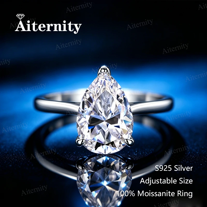 0.5-2CT Pear/Oval/Radiant Moissanite Rings For Women Real S925 Silver with GRA Certificate Passed Diamond testing Ring Band