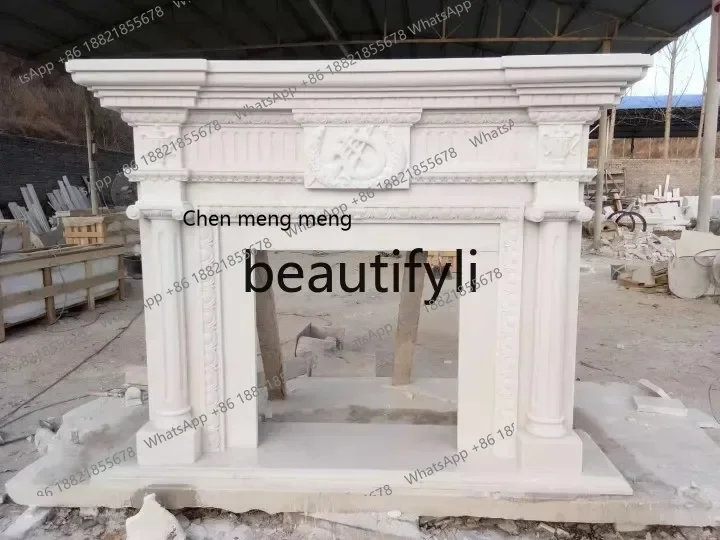 

G Marble fireplace French living room stone fireplace carved natural fireplace decorative cabinet