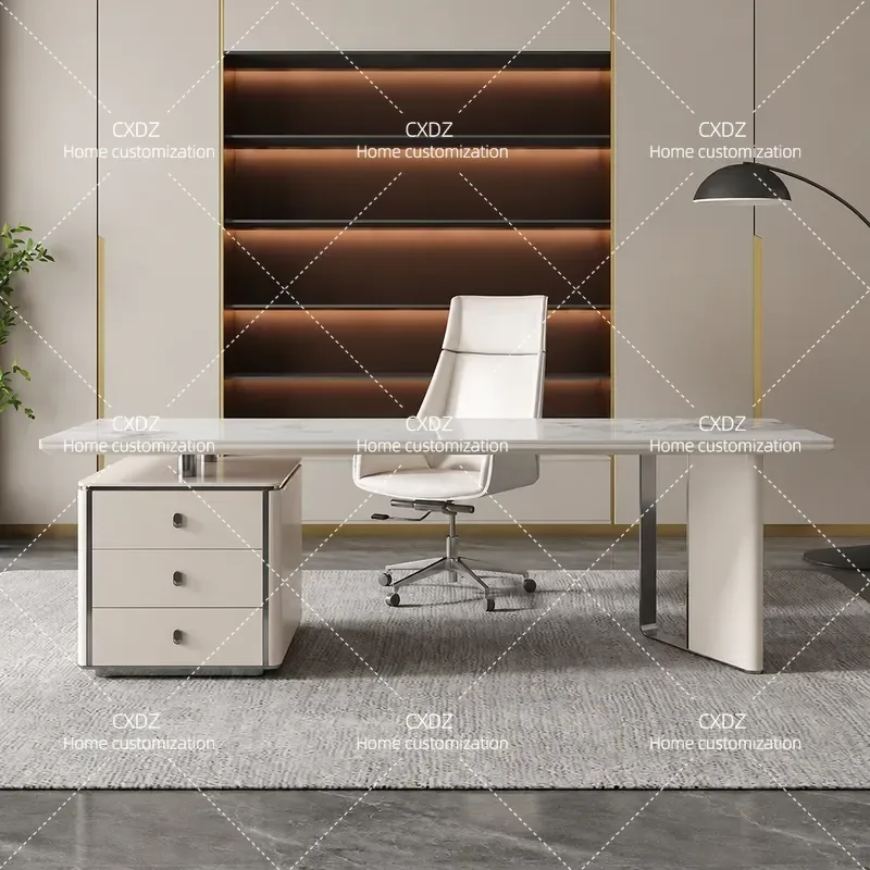 Minimalist Rock Slab Desk Modern Computer Table for Home Office Study Light Luxury Beauty Salon Medical Consultation