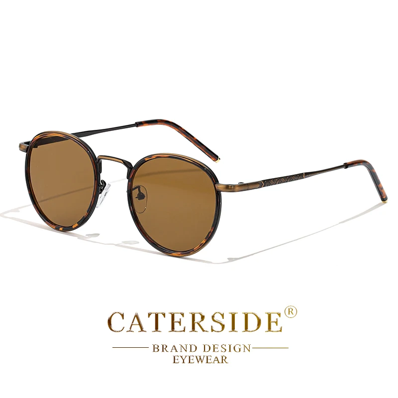 CATERSIDE Retro Runde Sonnenbrille für Herren, Punk-Metallrahmen, Markendesign, Sonnenbrille für Damen, Party, Reisen, Business, UV400 – Detail 13