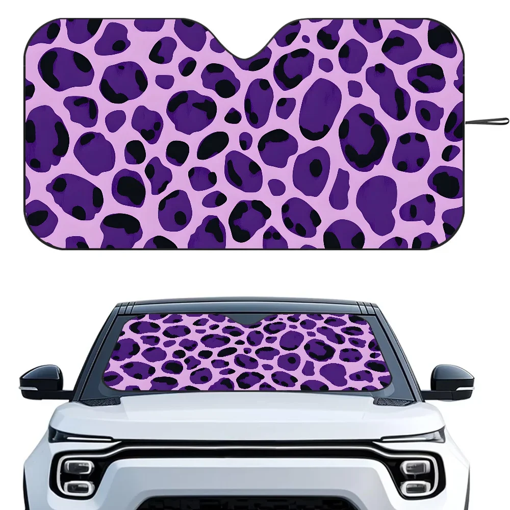 

Purple Leopard Pattern Car SunSha Heat-insulating Aluminum Film Windshield Sunshas UV Rays Blocks Car Sun Visor Protector