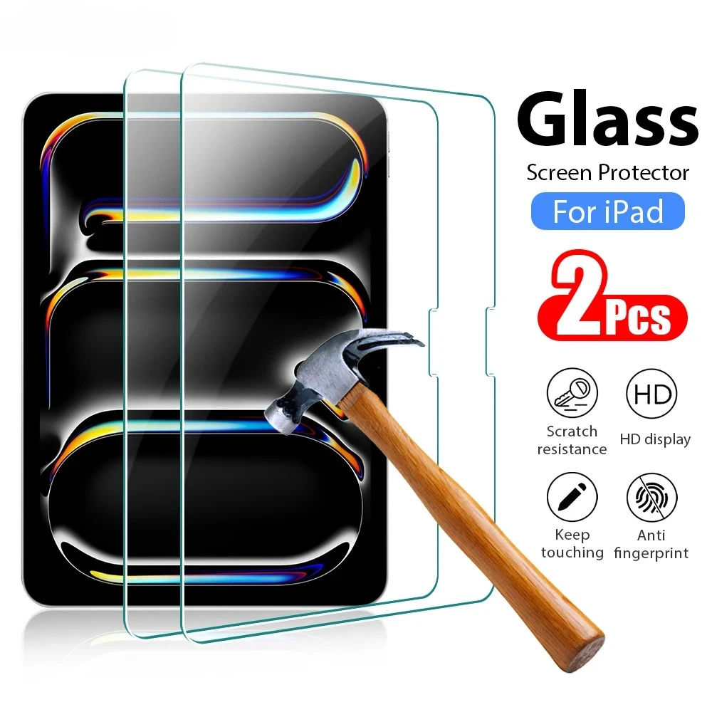 

2Pcs Tempered Glass Screen Protector For Ipad Pro 13 12.9 M4 Air 11 M3 M2 5 4 Mini 6 7 9 9th 10 10th Generation A16 Accessories