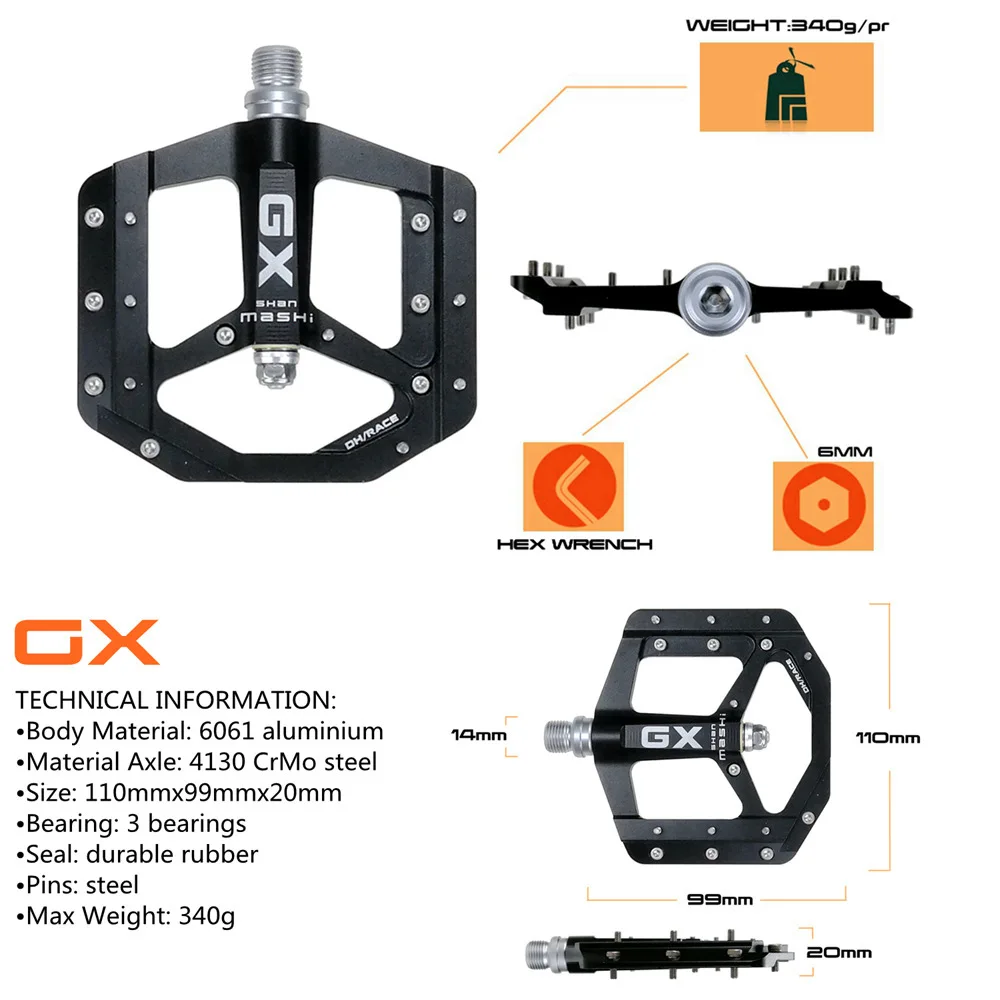 

Педали для горного велосипеда из алюминиевого сплава, удобные и широкие, G467, для занятий спортом на открытом воздухе