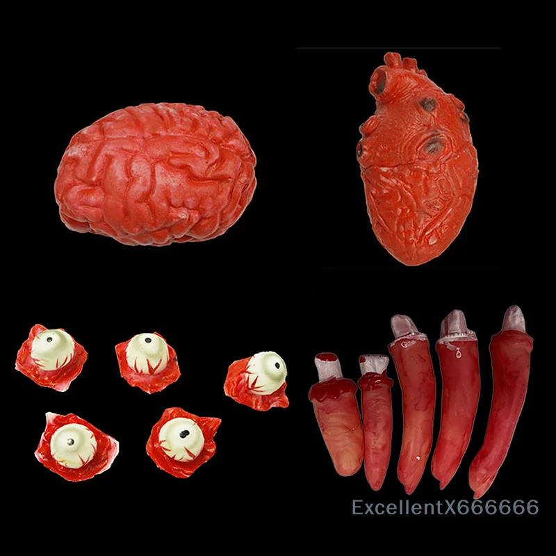 

Halloween Horror Bloody Fake Brain Heart Props Lifelike Simulation Human Organ Decorations For Spooky Home Party Decorations