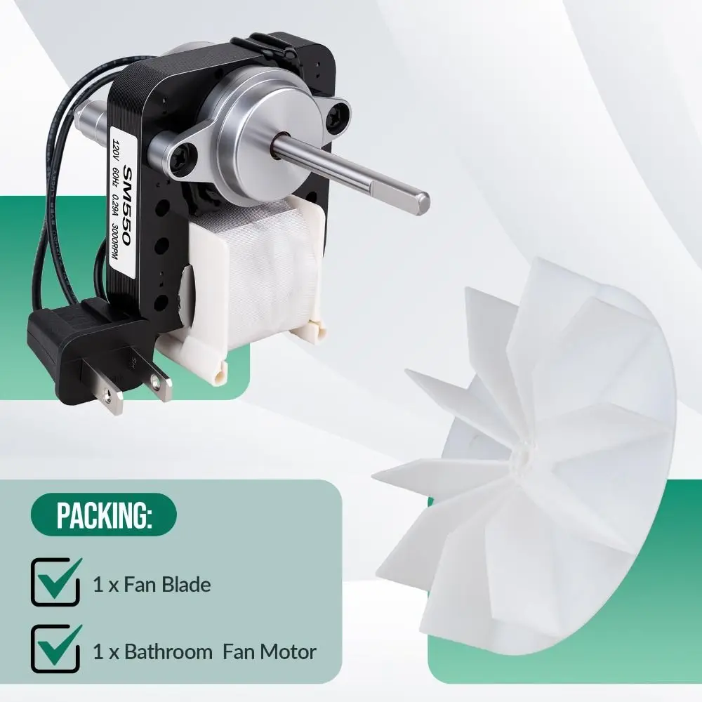 Quiet Operation Bathroom Exhaust Fan 120V 3000 RPM Bathroom Ventilation Fan DIY Universal Motor Kit for Nu-Tone Br-oan