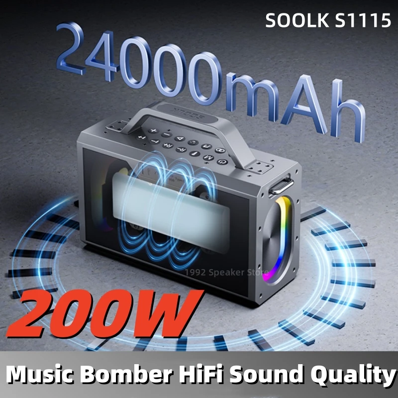 SODLK S1115 200W high-power wireless Bluetooth speaker outdoor karaoke home party 4 speakers subwoofer large capacity battery