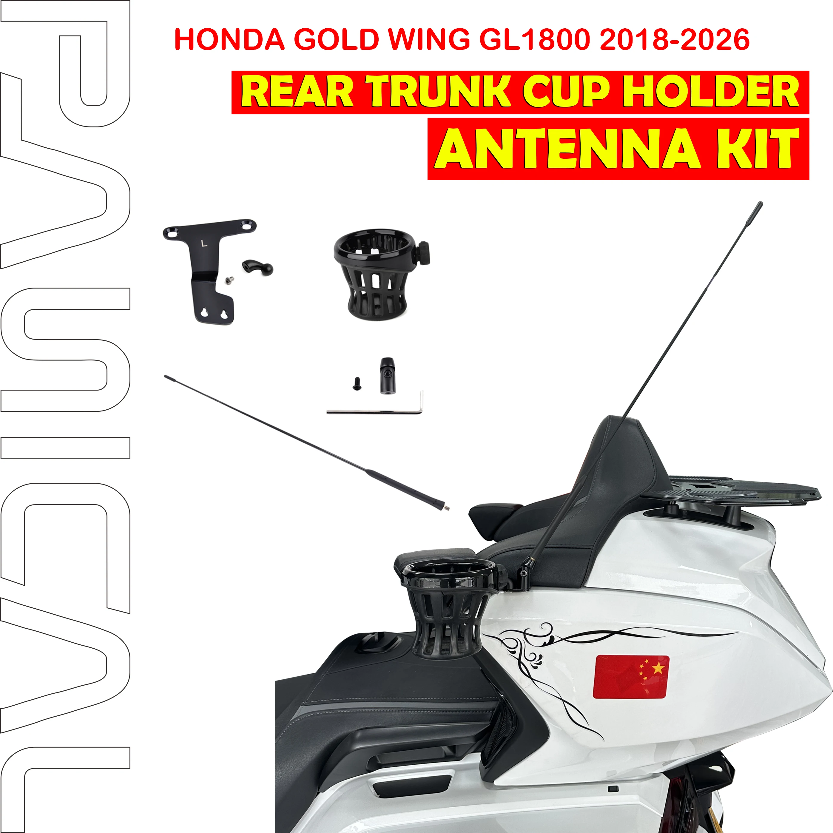 PANICAL Rear Passenger Left Right Cup Holder Set for Honda Gold Wing GL1800 Tour Airbag 2018–2026 Motorcycle