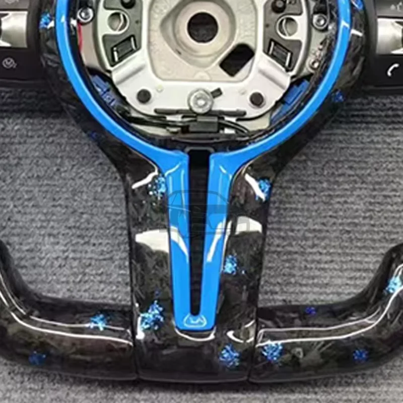 Used for BMW F06 F07 F30 F31 F01 F02 F20 F21 F22 F32 F33, light blue forged style modified steering wheel