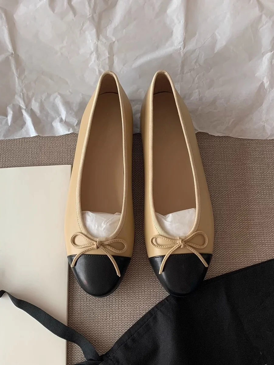 miniature-fragrance-style-flat-ballet-flats-women's-shoes-knot-round-head-flat-bottom-shoes-grandmother-shoes