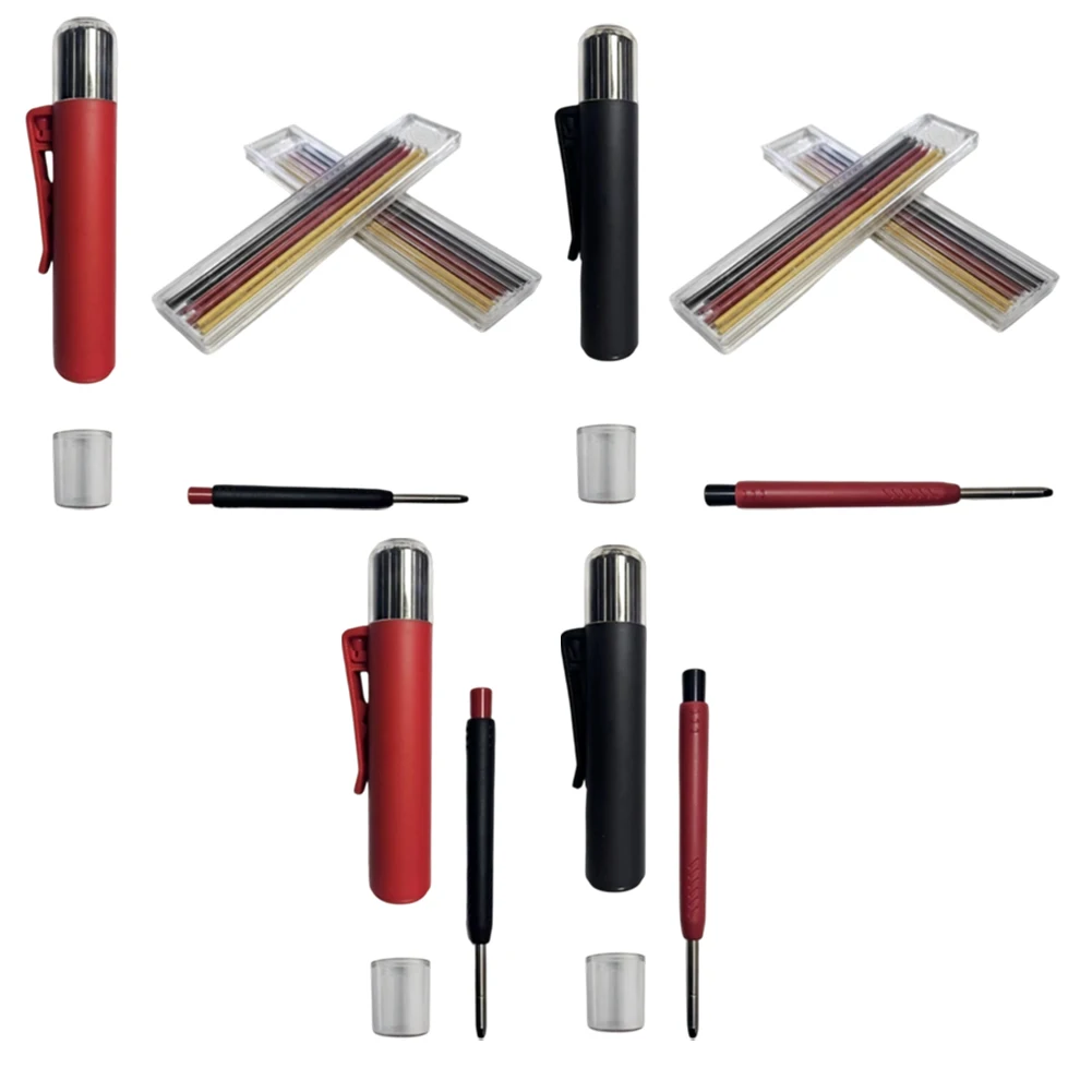 

Reuseable Long Head Deep Hole Markers Pen Pencils Carpenter Refill Leads Built-in Sharpener Woodwork Construction Tools