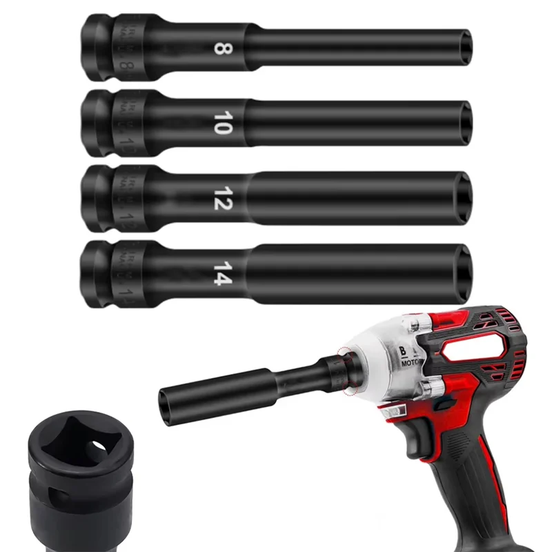 

1/2 Drive Socket Wrench Hex Socket Head 8-14Mm Socket Head Tire Removal Tools Adapter Spanner Converter 4Pcs