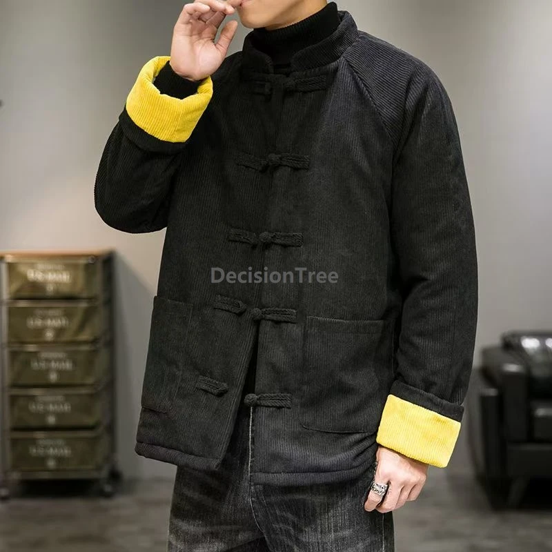 

2025 winter thicken warm cotton clothing stand collar disc buckle tang suit coat vintage versatile men's chinese tunic suit