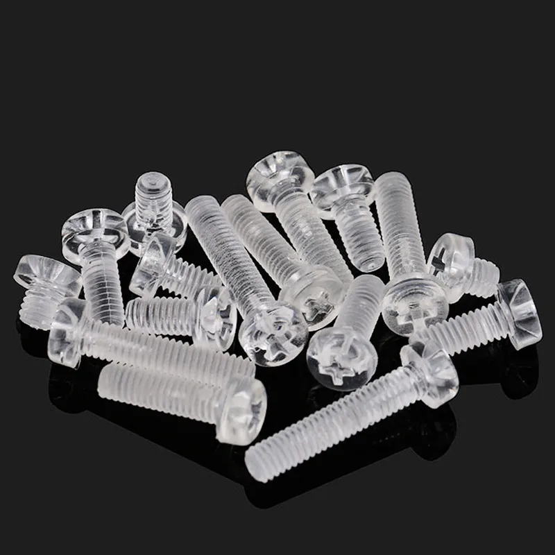 50PCS M2 M2.5 M3 M4 M5 M6 Transparent Acrylic PC Cross Round Head Nylon Screws Plastic Phillips Screw