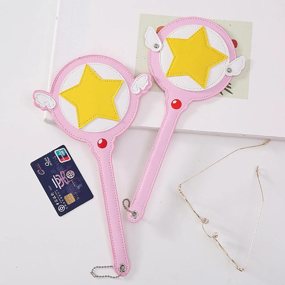 Pink magic wand prop card holder, cute girl wing bus and subway card holder, long handle portable card swipe