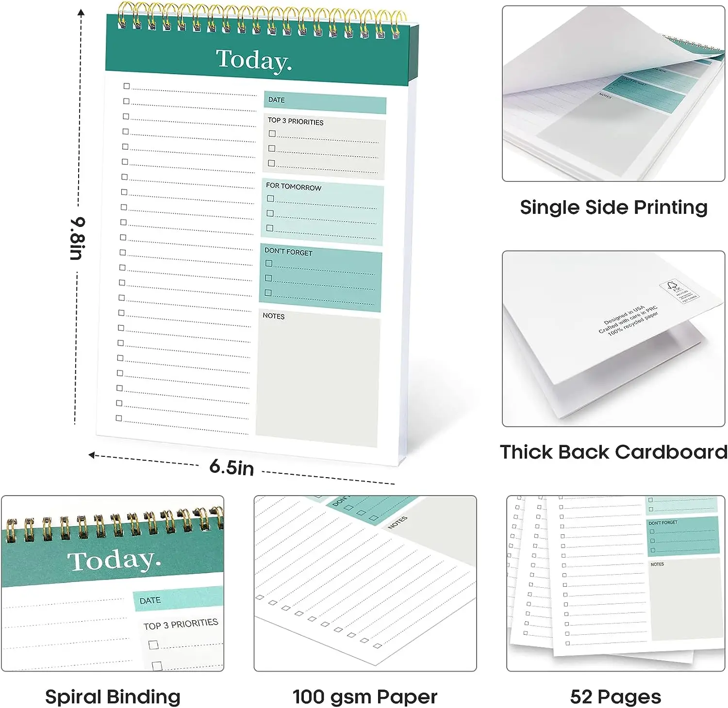 To Do List Pad - To Do List Notebook for Work with 52 Sheets, Undated Daily Planner Perfect for Daily Tasks and Goal Setting