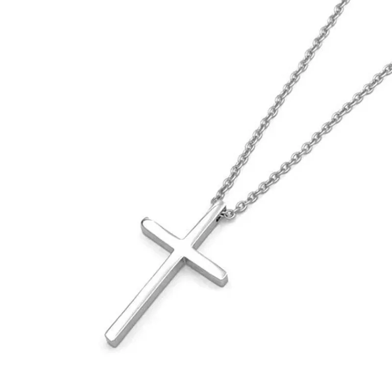 Stainless Steel Necklace Fashion Hip-hop Cross Pendant Long Sweater Chain Silver Color Choker Fashion Y2k Accessories Collares