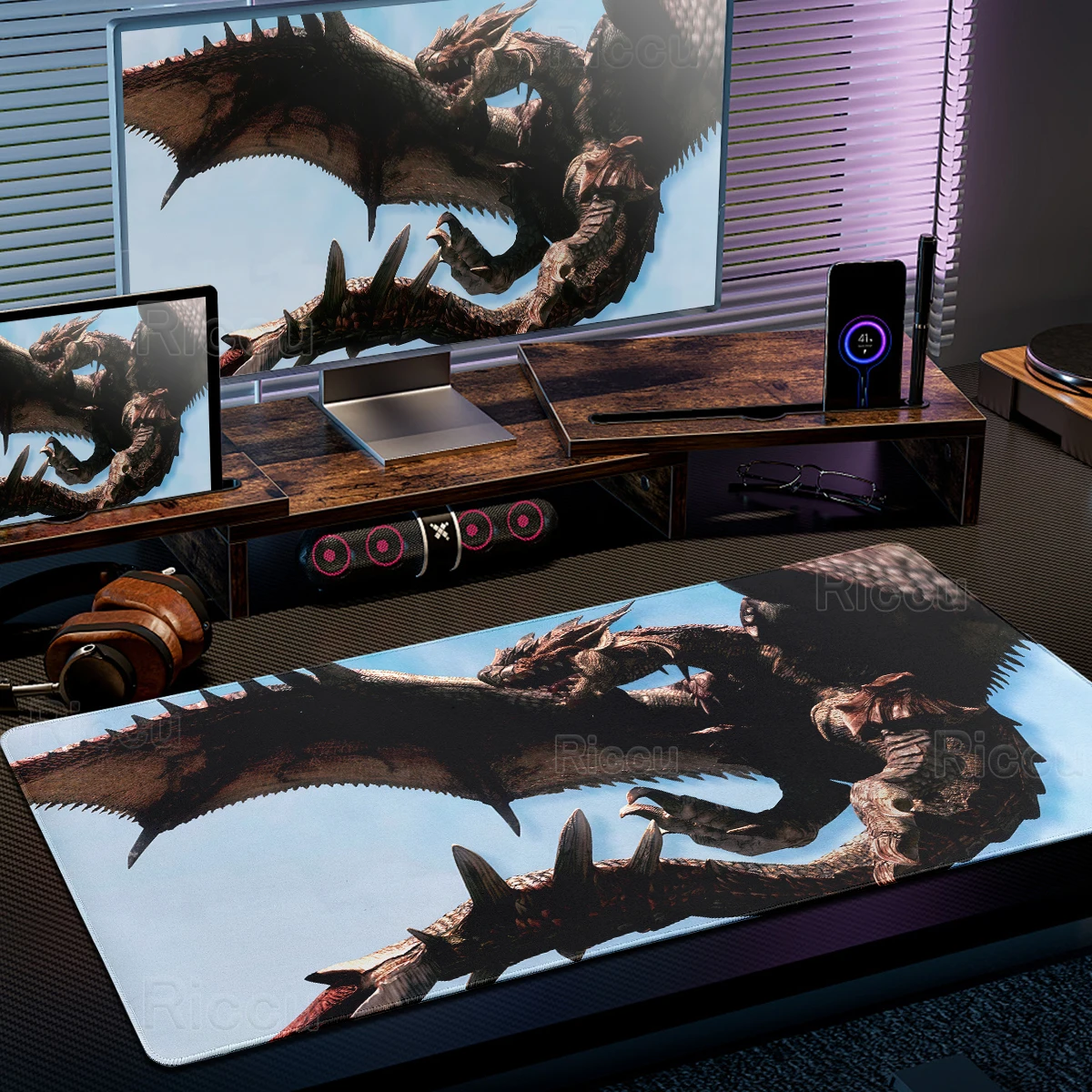 Extended Deskmat Game Monster Hunter Wilds Mouse Pad PC Professional Keyboard Protect Mat Office Setup Decoraction Table Carpets