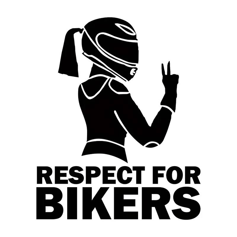 Respeito para Lady Bikers Decalque de carro de vinil 12x15cm para motocicletas, capacetes, caminhões - Adesivo para entusiasta de equitação