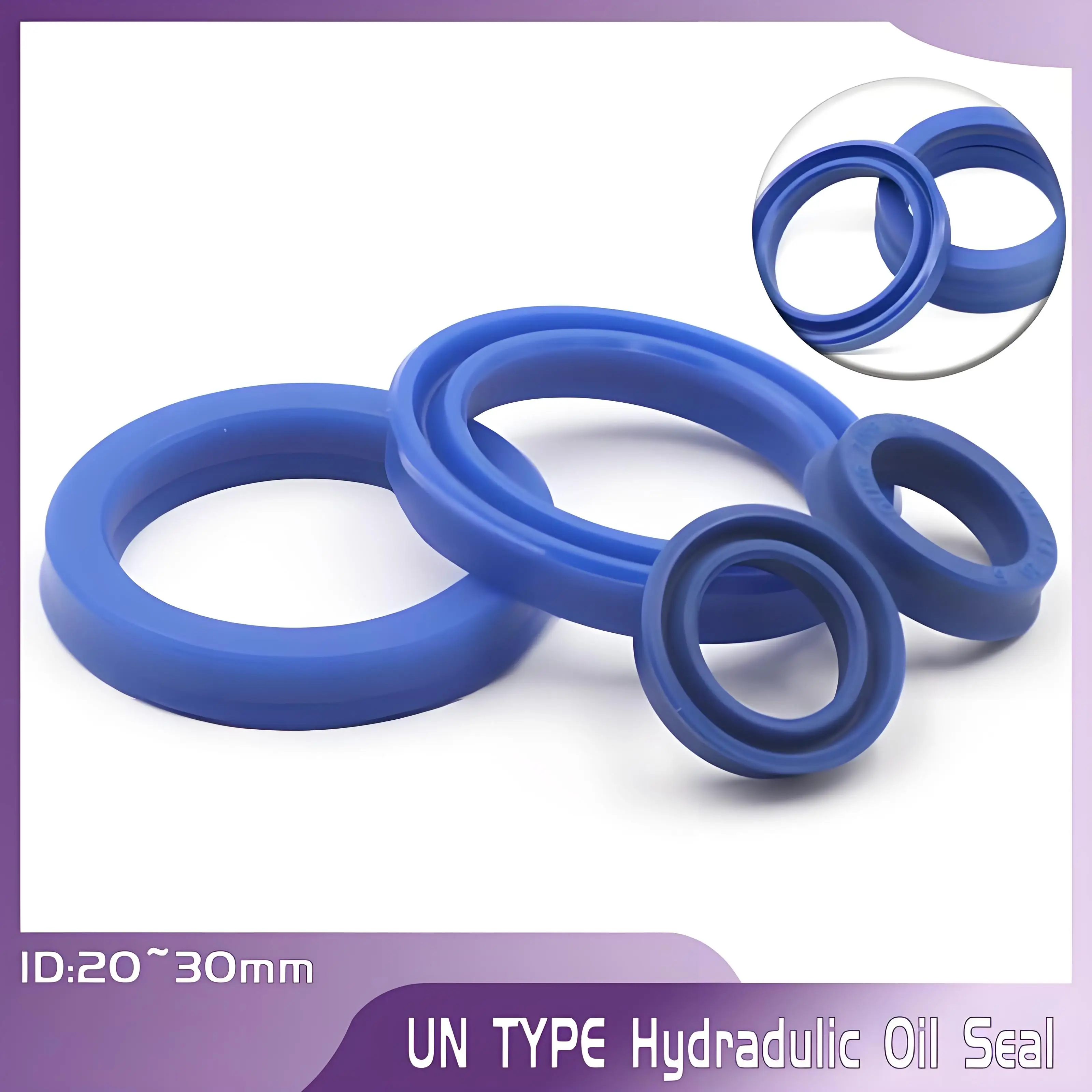 

High-Pressure Blue PU Hydraulic U-Cup Seals, 5-Pack UN Type for Rod & Shaft, 20-30mm ID, Dust & Fluid Proof Gaskets UN Oil Seal