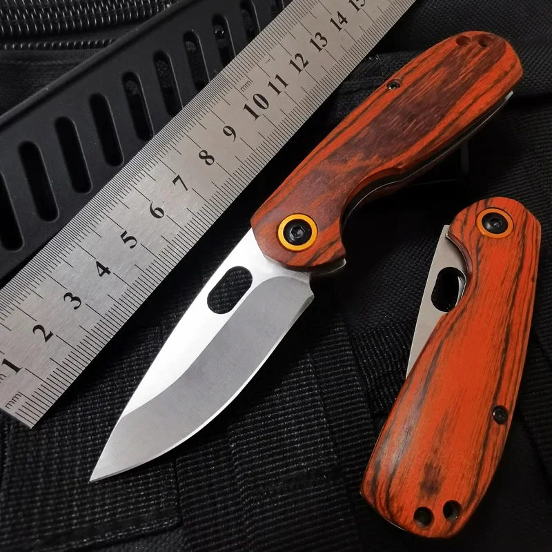 Outdoor Survival Folding Knife for Man High Hardness Portable Self Defense Military Tactical Knives Wooden Knife Handle