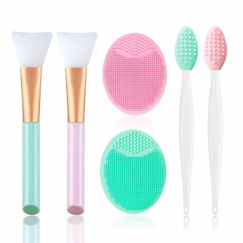 3/6Pcs Exfoliating Facial Cleansing Brushes Set - Soft Skin-Friendly Silicone Bristles for Deep Cleaning