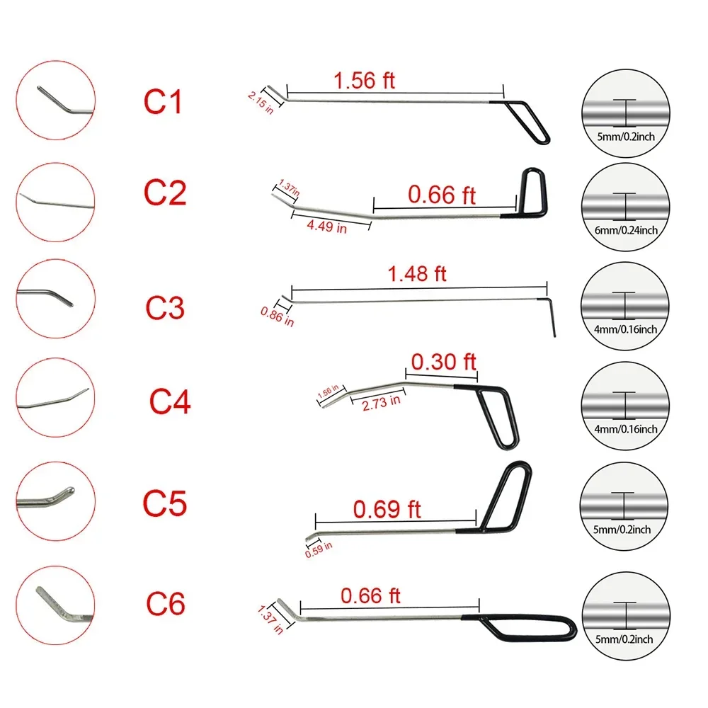 Auto Dent Repair Rod Hook Tool Paintless Dent Repair Car Dent Repair Kit Hail Hammer Dent Removal Kit for Automotive Dent Repair